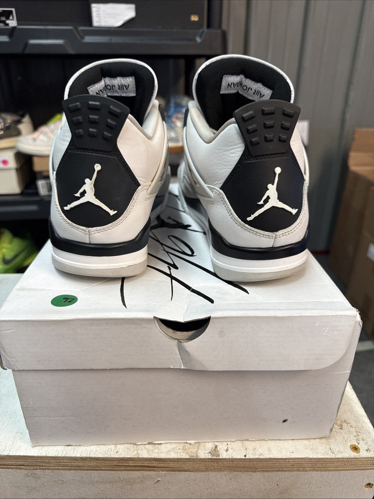 Size 10 - Jordan 4 Retro White and Black ‘Military Black’
