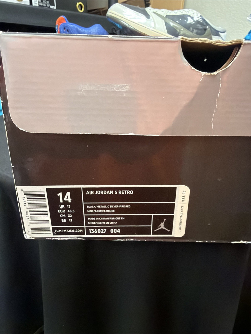 Size 14 - Air Jordan 5 Retro 2007 Black Metallic