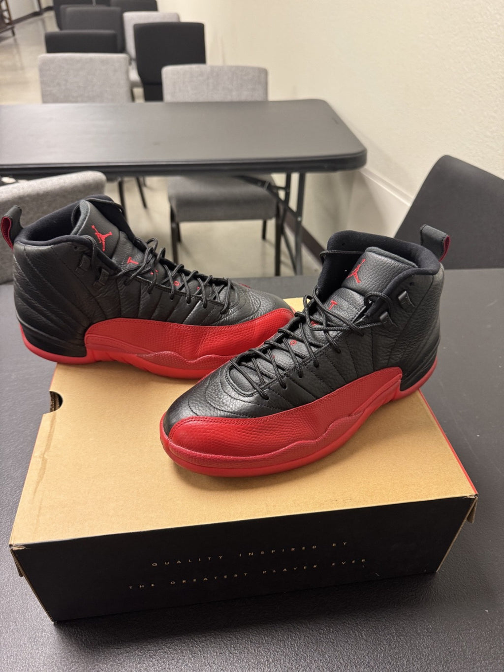 Jordan Air Jordan 12 Flu Game Black Red High Top Men's Basketball Sneakers