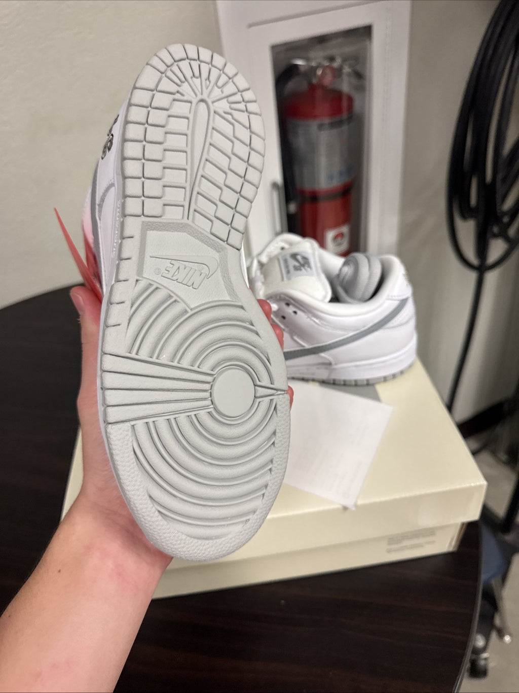 Size 6 - Supreme Nike SB Dunk Low “White Metallic Silver”