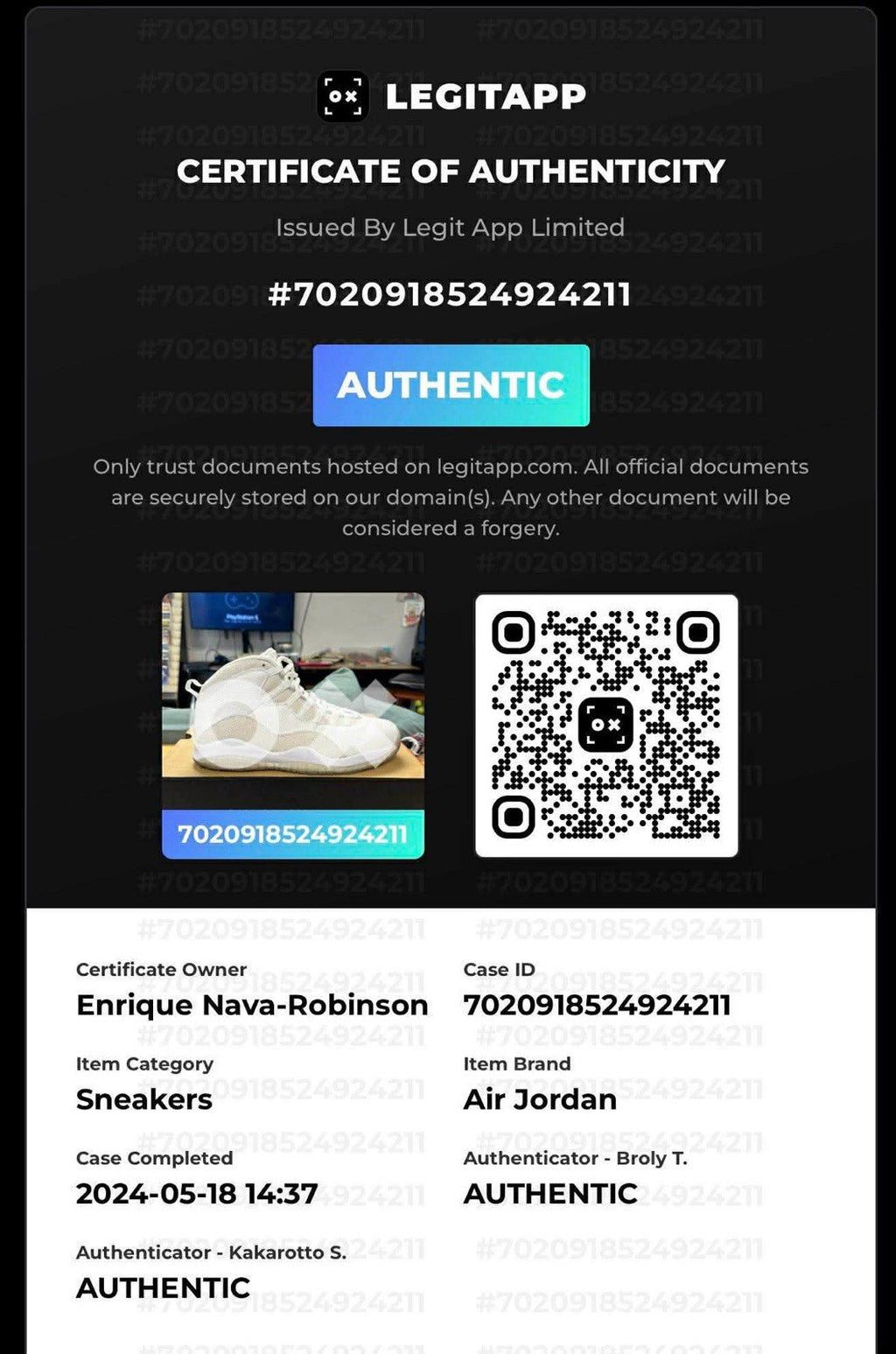 Jordan 10 Ovo Size 12