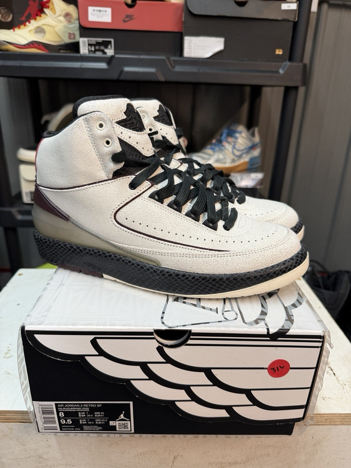 A Ma Maniere Jordan 2 Retro SP Airness Mens 8 DO7216-100 Sail Burgundy