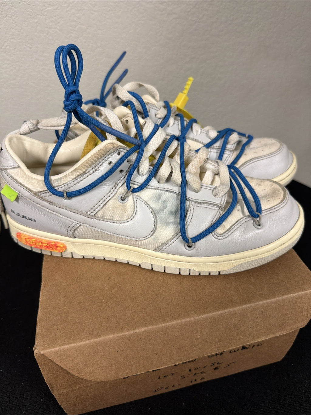 Nike x Off-White Dunk Low “Lot 10” Sail Grey Blue Size 8.5 Used Authentic