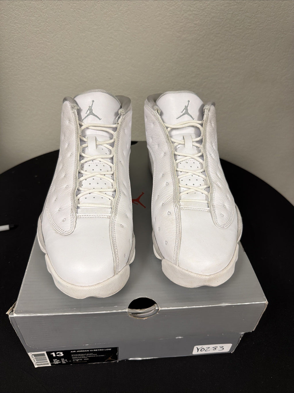 Men's 13 Air Jordan 13 Retro Low Pure Money White on Gray Silver Used Look New
