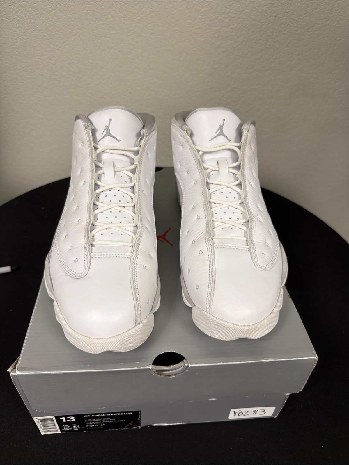 Men's 13 Air Jordan 13 Retro Low Pure Money White on Gray Silver Used Look New