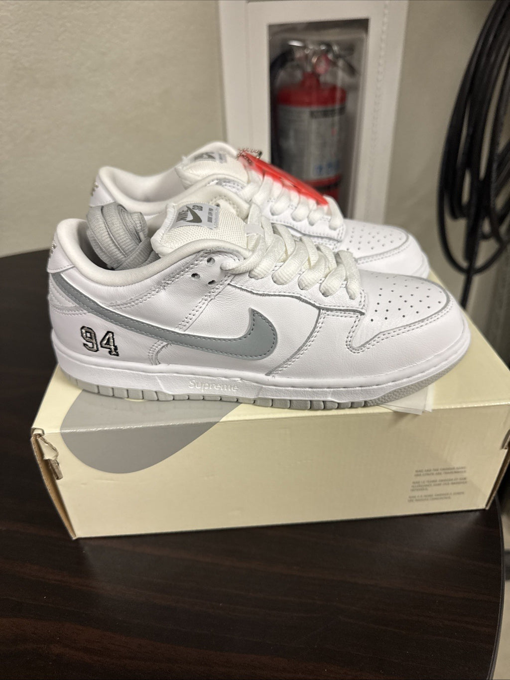 Size 6 - Supreme Nike SB Dunk Low “White Metallic Silver”