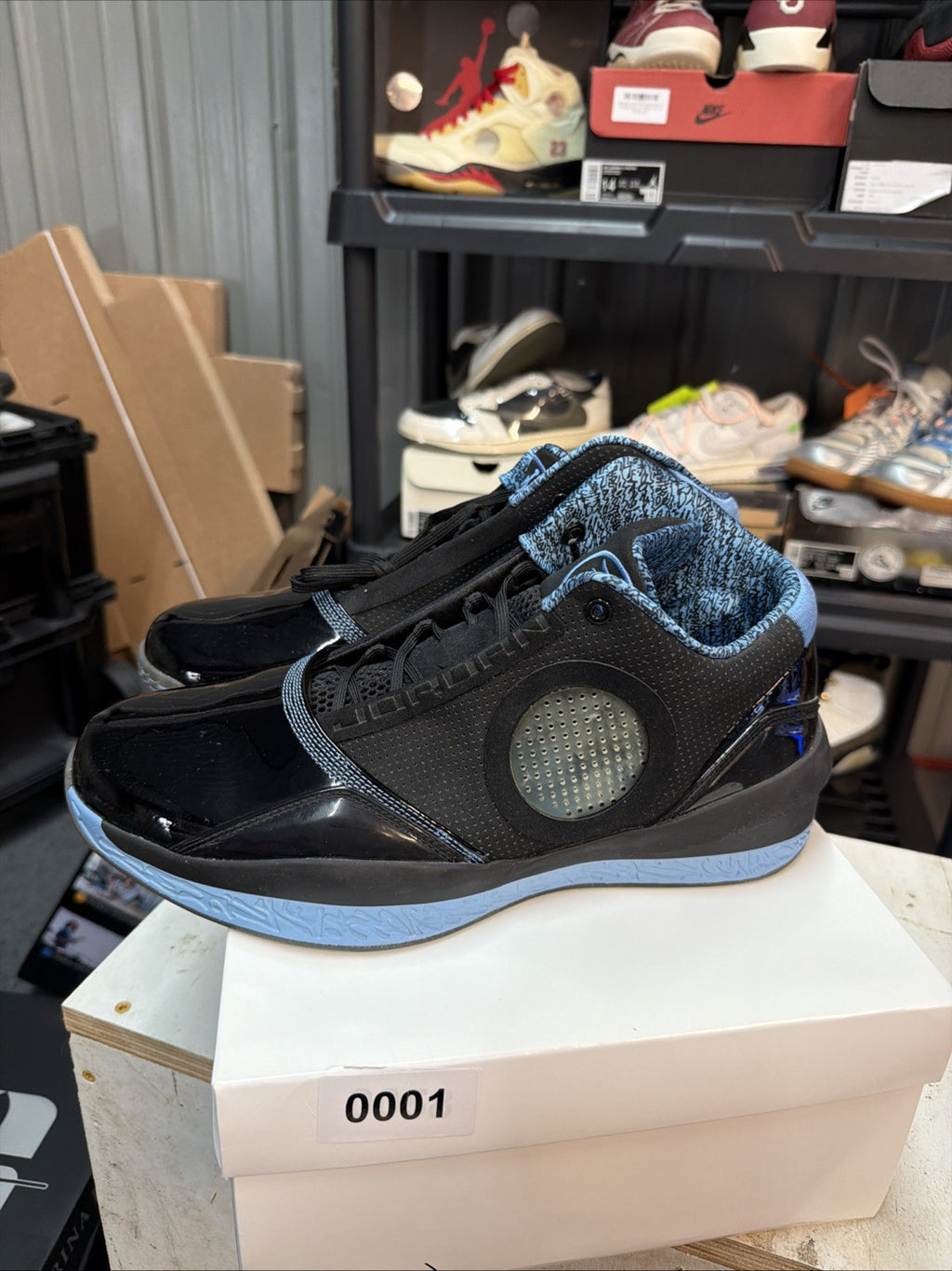 Air Jordan 2010 Black Uni Blue Leather Athletic Shoes Size 12 Men's 387358-003