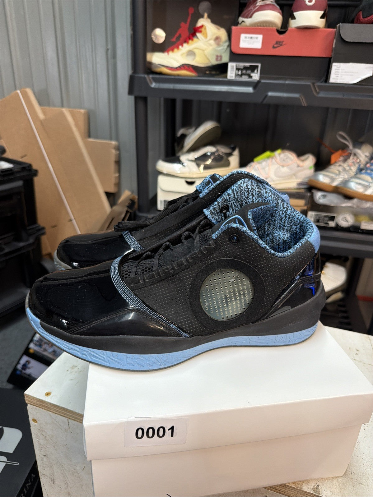 Air Jordan 2010 Black Uni Blue Leather Athletic Shoes Size 12 Men's 387358-003