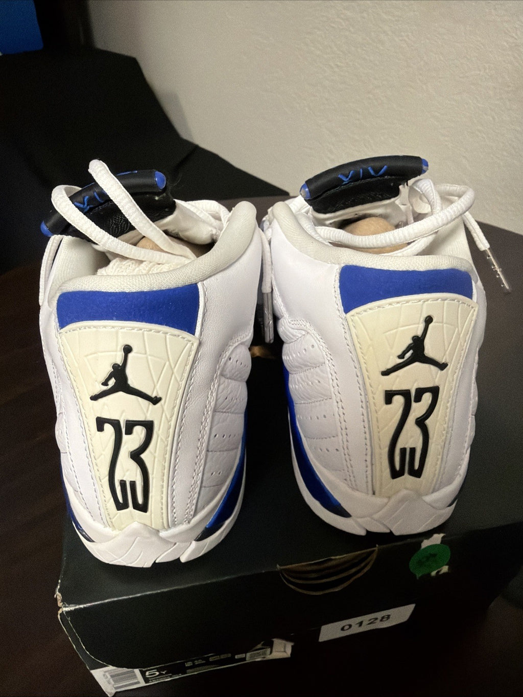 Jordan 14 Retro White Hyper Royal (GS) Childrens 5Y Womens 6.5 W/OG BOX EUC