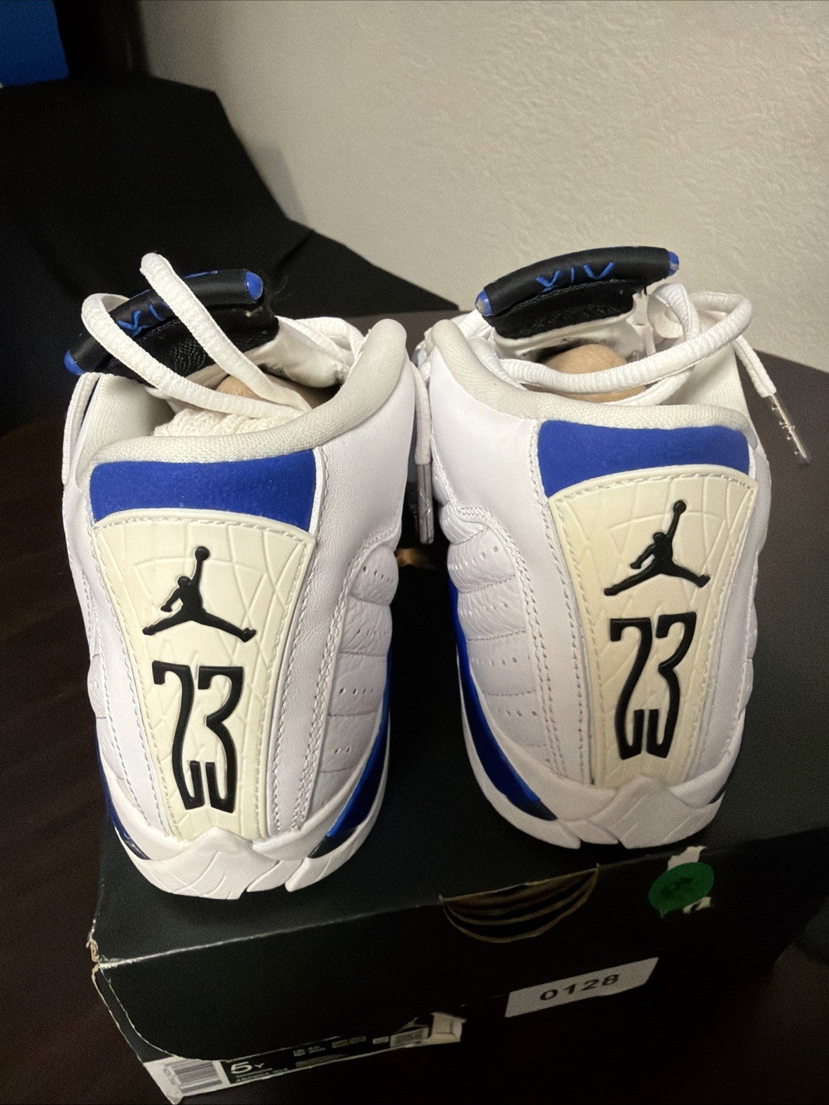 Jordan 14 Retro White Hyper Royal (GS) Childrens 5Y Womens 6.5 W/OG BOX EUC