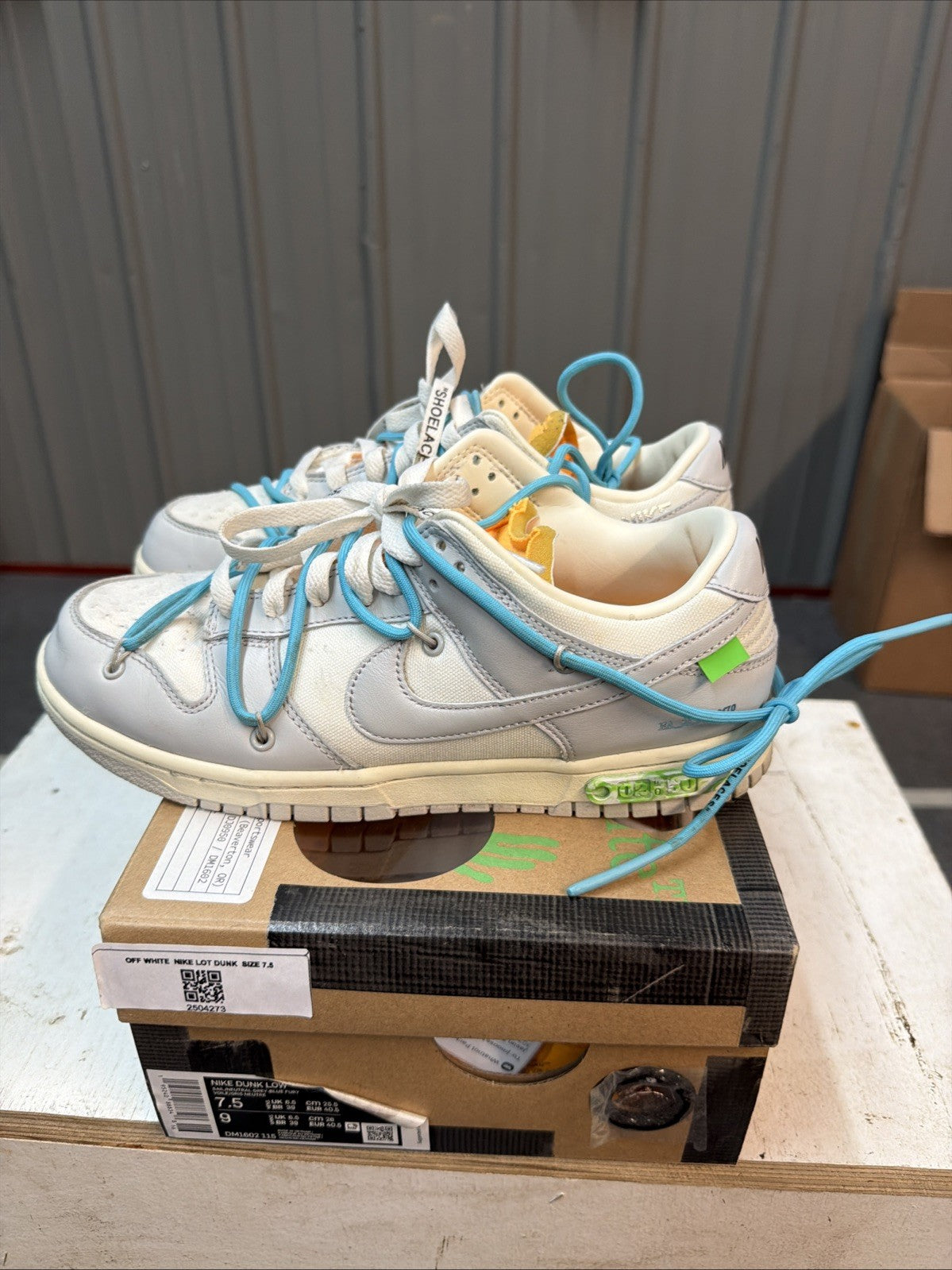 Size 7.5 - Nike Dunk Low x Off-White ‘Lot 02 of 50’ Grey Mens DM1602-115 (Clean)