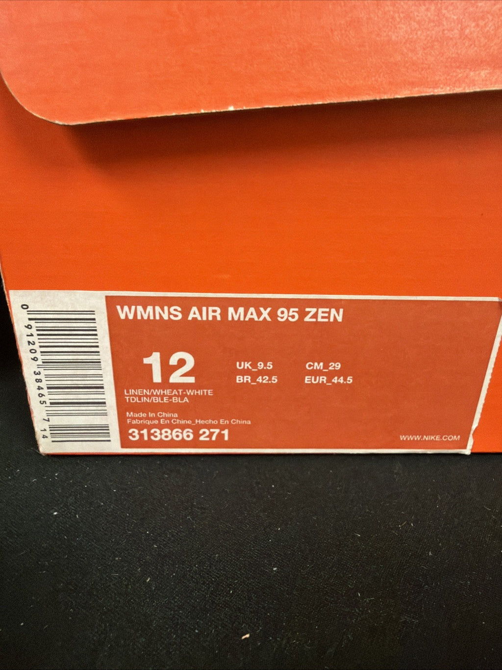 Size 12 - Air Max 95 Zen Women's Beige  Linen Brown Wheat White 2007