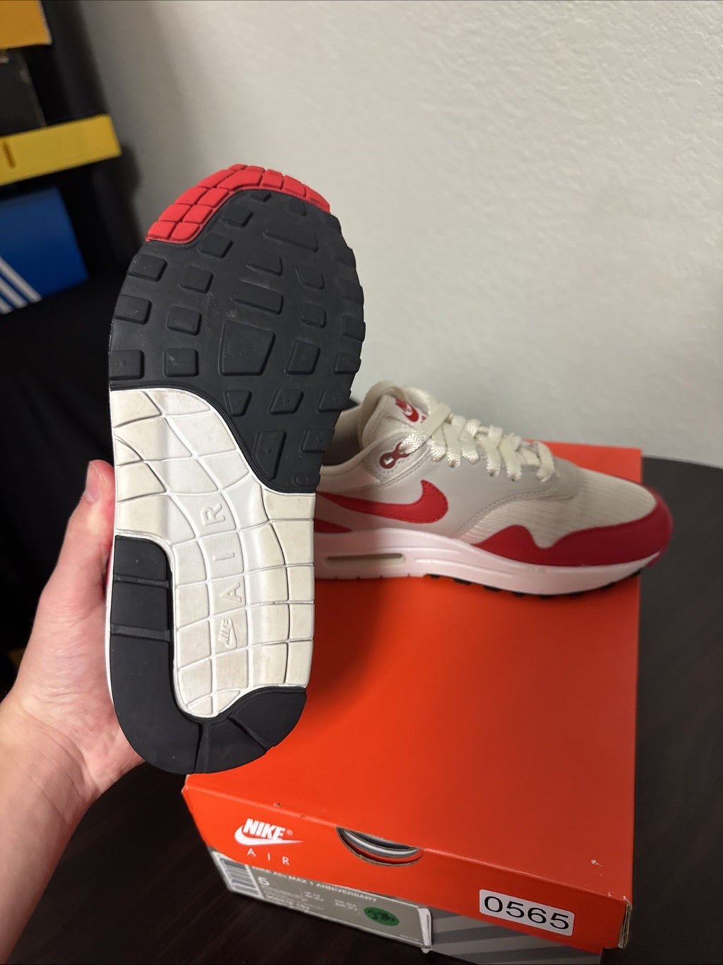 Size 5 - Nike Air Max 1 OG Anniversary - University Red