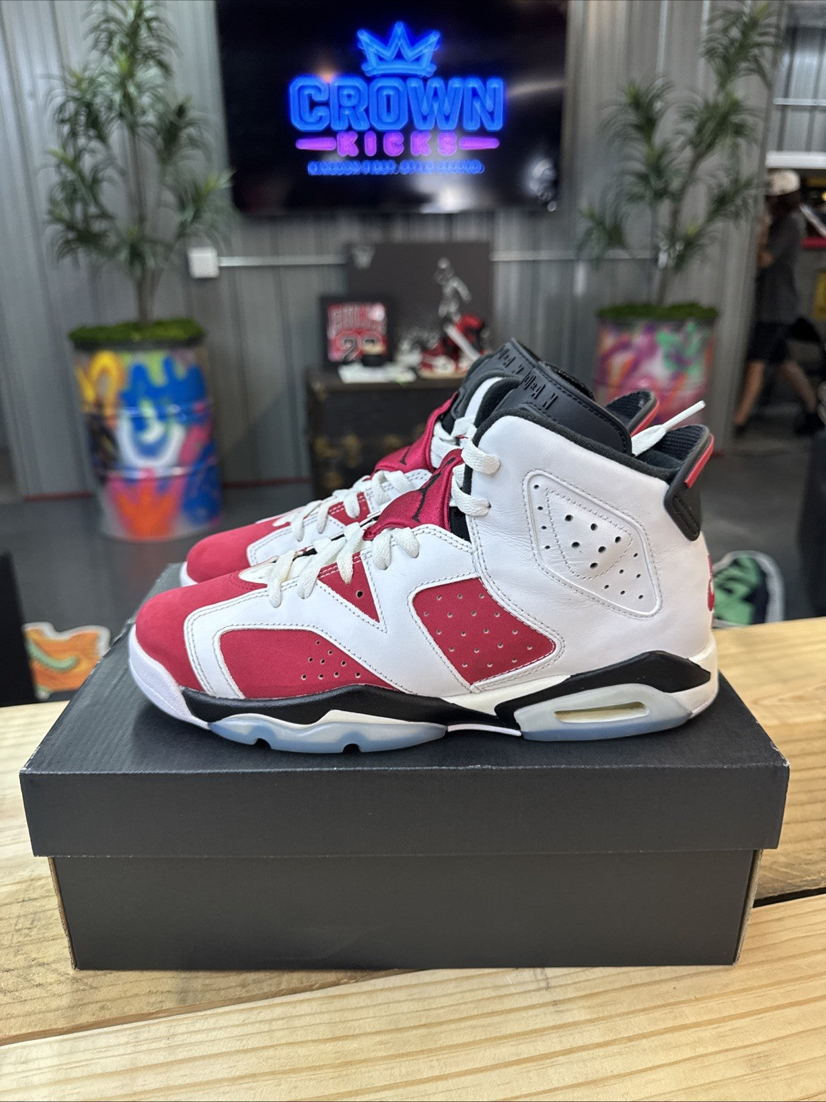 Size 7y - Nike Kids Jordan 6 Retro White Carmine Black