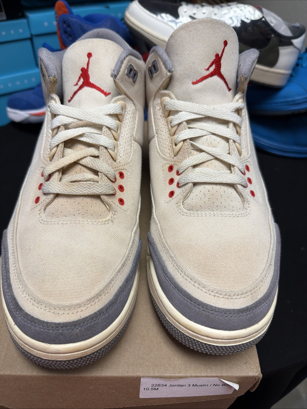 Nike Jordan 3 Retro SE Muslin Mens DH7139-100 Cream Grey Red Sneakers 10.5