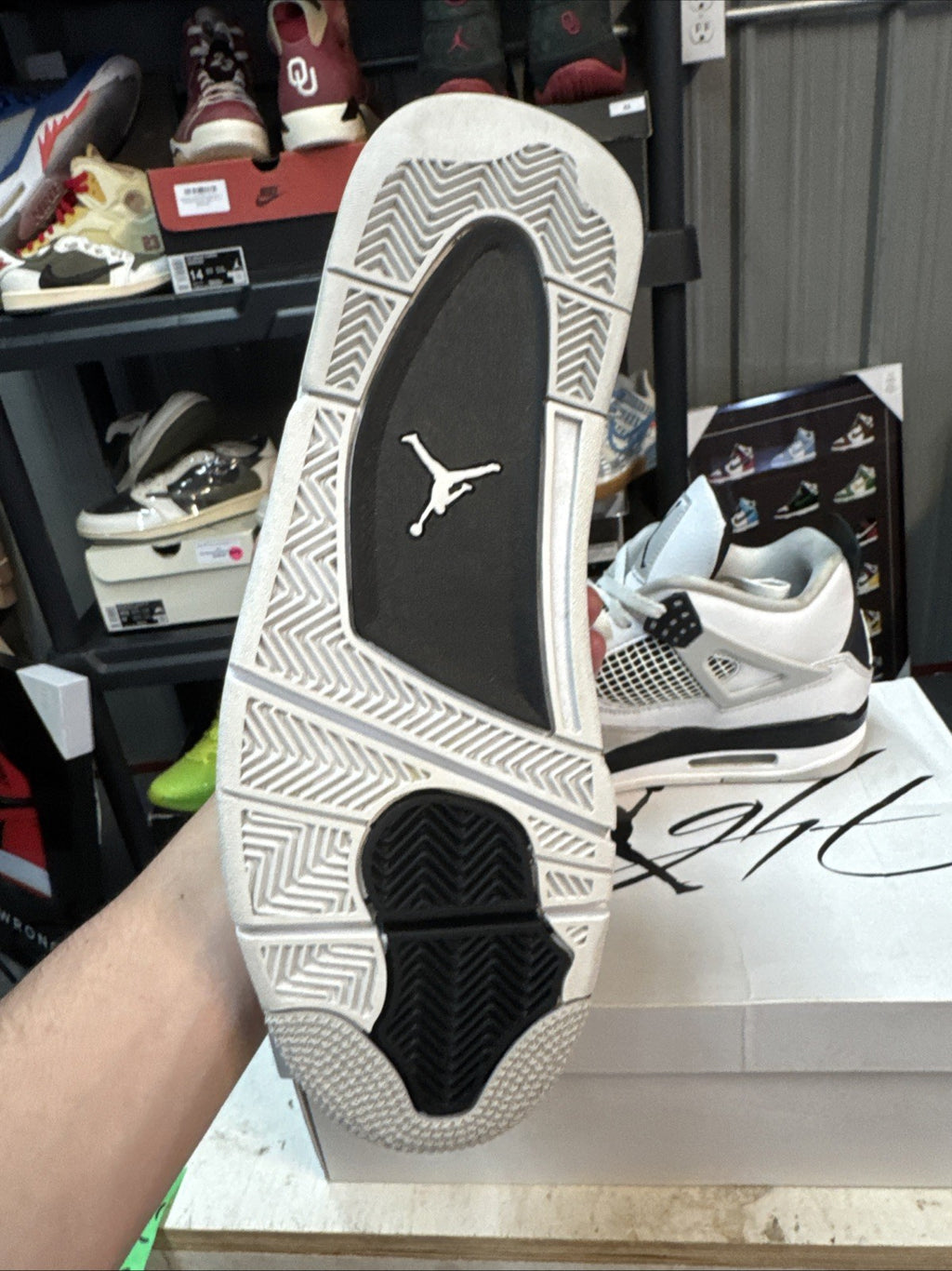 Size 10 - Jordan 4 Retro White and Black ‘Military Black’