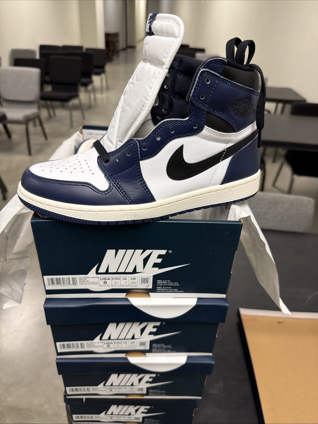 Nike Air Jordan 1 Retro High OG Midnight Navy Black White DZ5485-401 Size 8
