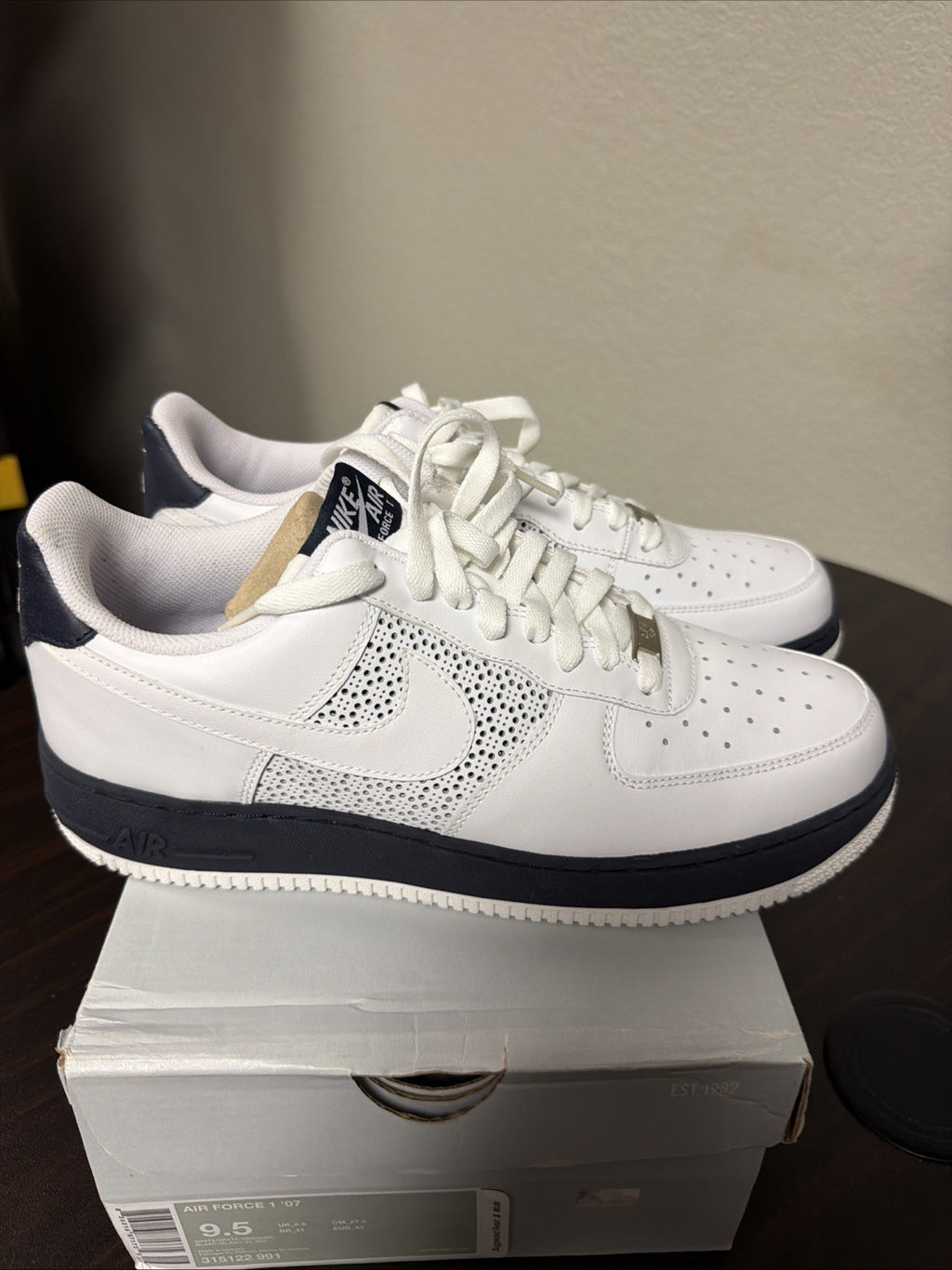 Nike Air Force 1 '07 'White Obsidian' White Navy Size 9.5 315122-991 2008