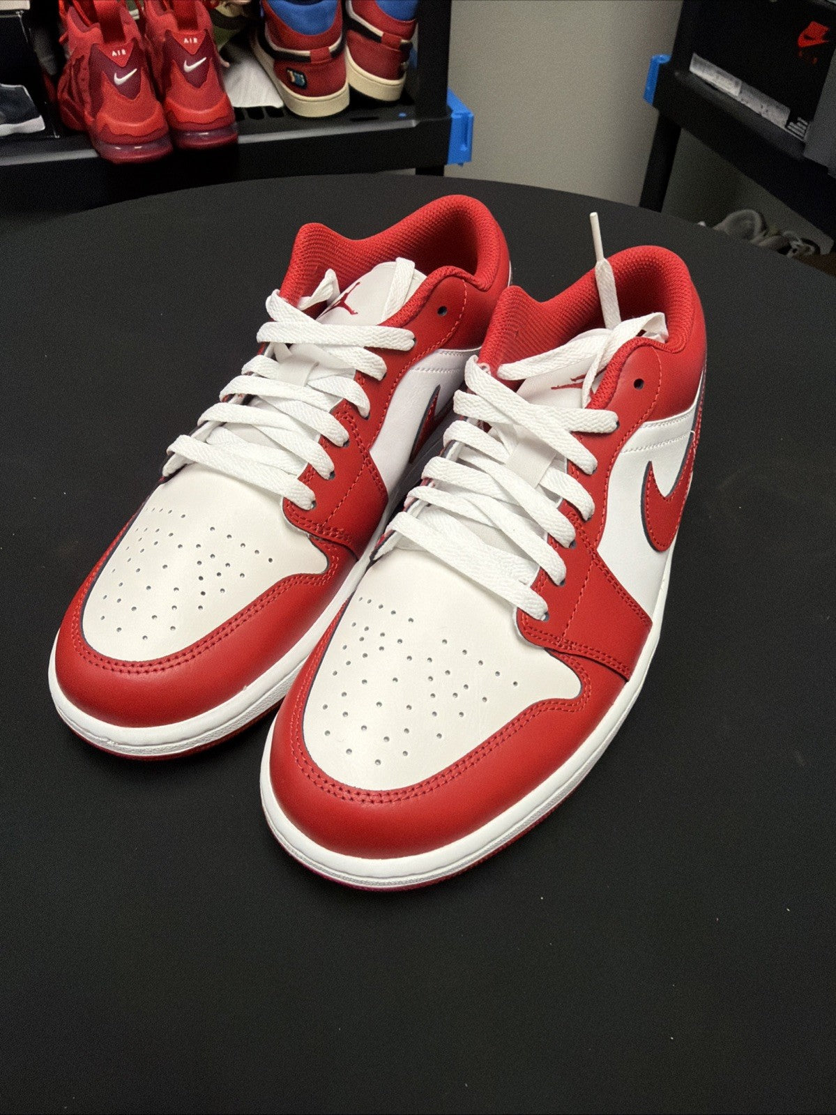Nike Air Jordan 1 Low Shoes Summit White Varsity Red 553558-166 Men's Size 10.5