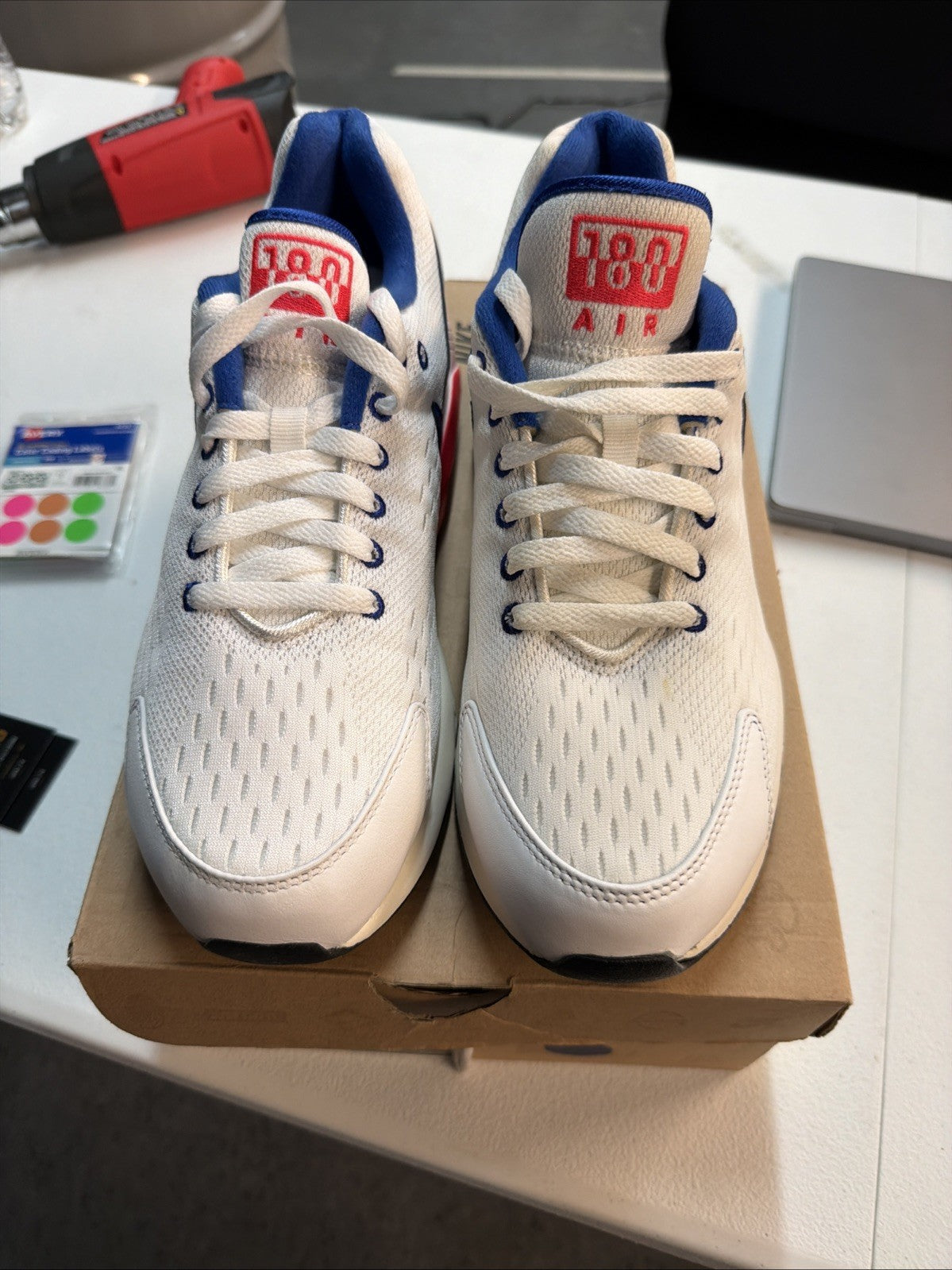 Size 10.5 Nike Air Max 180 EM White Solar Red