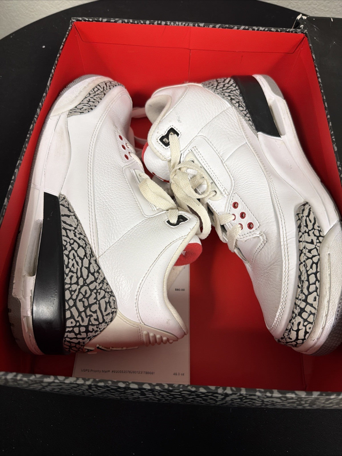 Size 10.5 Air Jordan 3 “White cement” Pre Owned (Excellent)