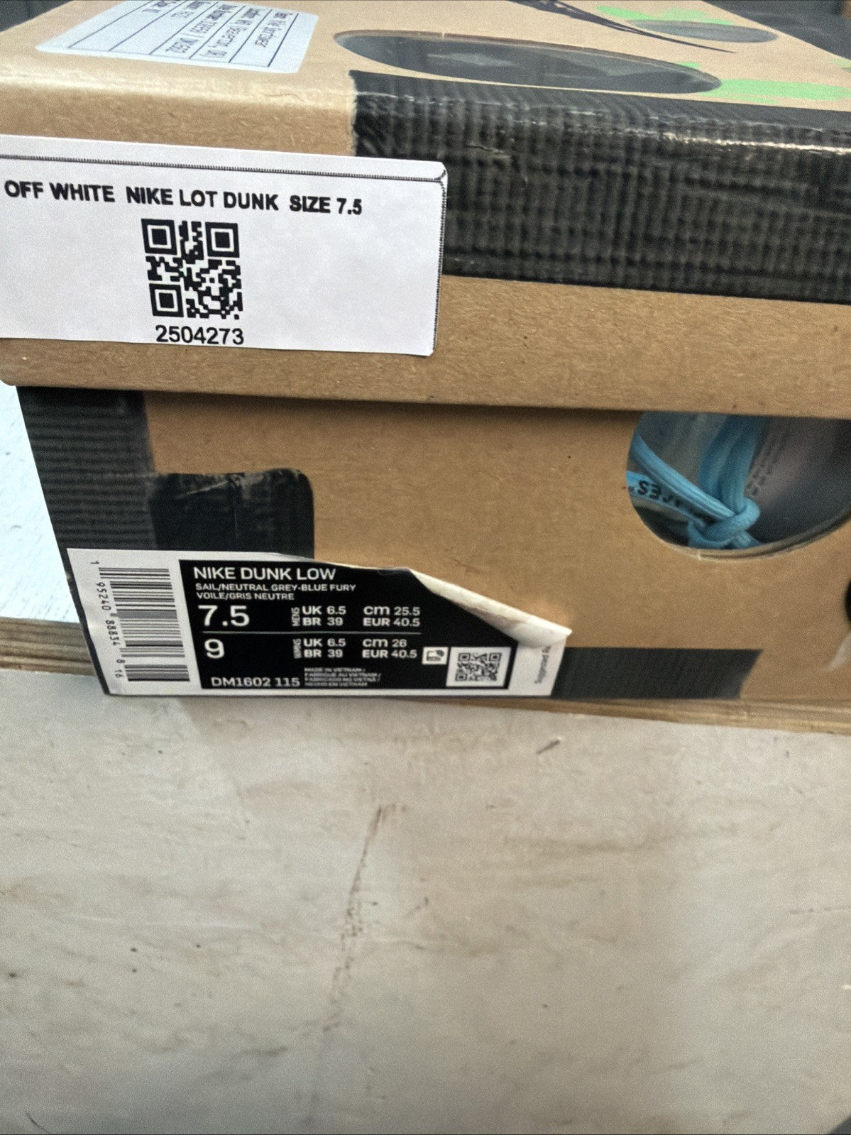 Size 7.5 - Nike Dunk Low x Off-White ‘Lot 02 of 50’ Grey Mens DM1602-115 (Clean)