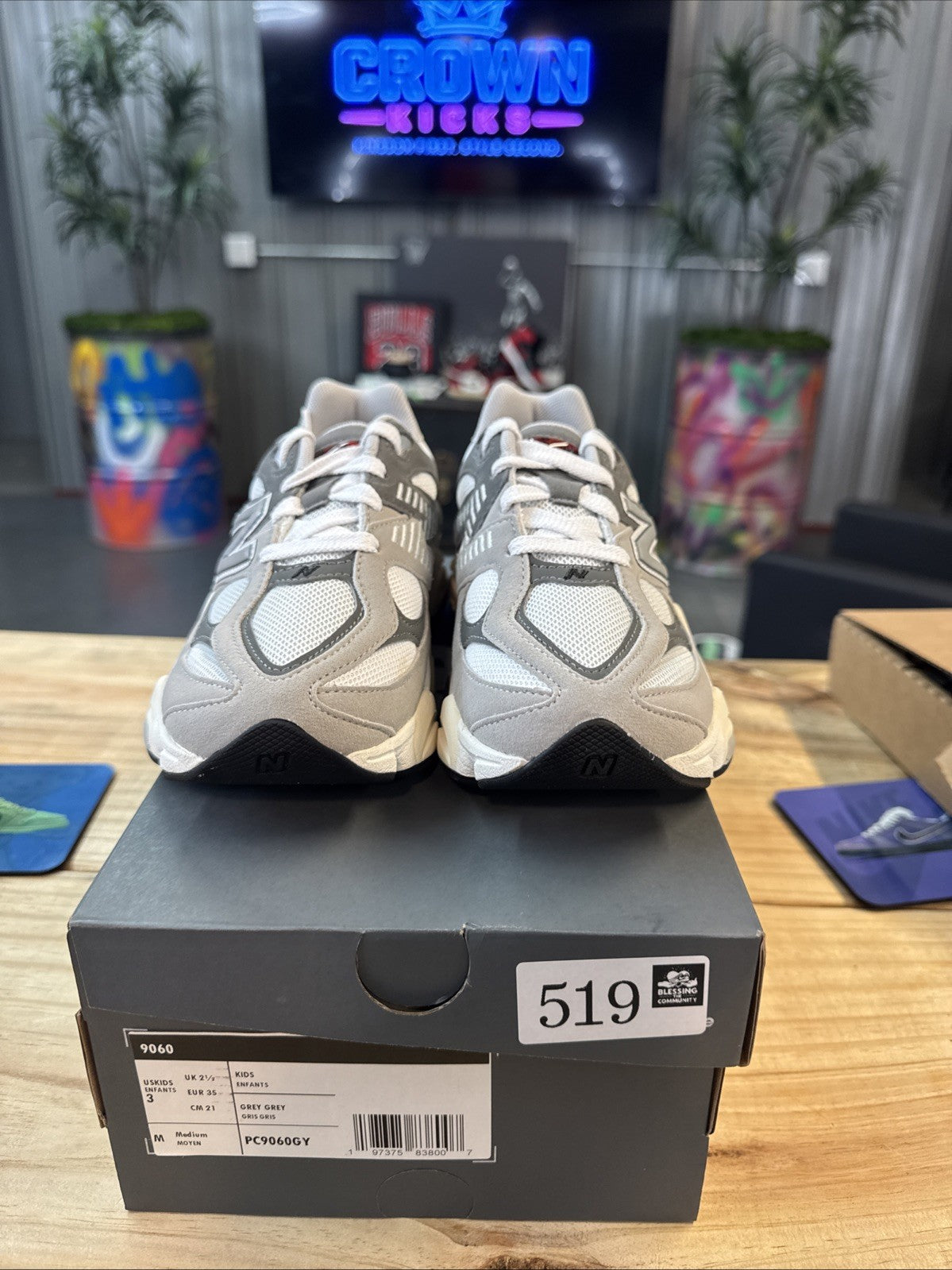 Size 3 - Kids New Balance 9060 PS Rain Cloud Grey