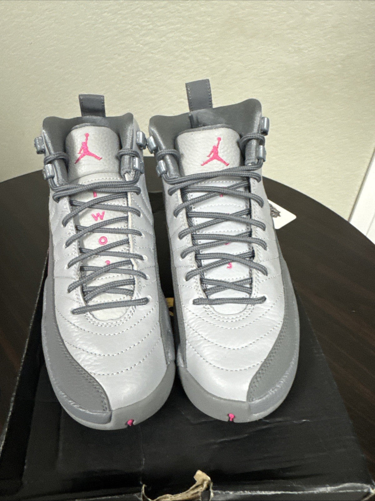 Size 5Y - Nike Air Jordan 12 Retro GG Wolf Grey/Vivid Pink Shoes