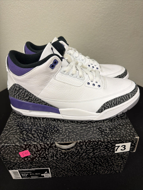 Air Jordan 3 Retro Dark Iris White Black Purple Men's Size 10.5 CT8532-105