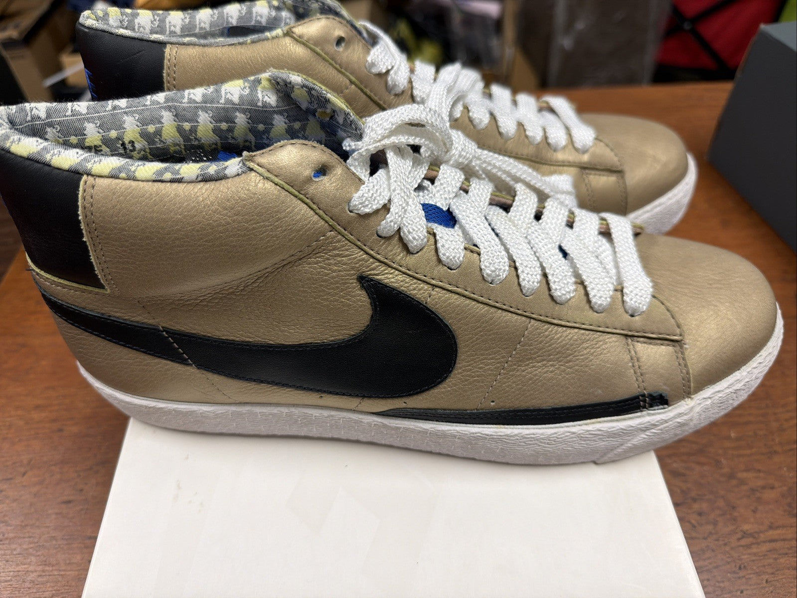 Nike Mens Blazer High Premium 316397-901 Gold Shoes Sneakers Size 13