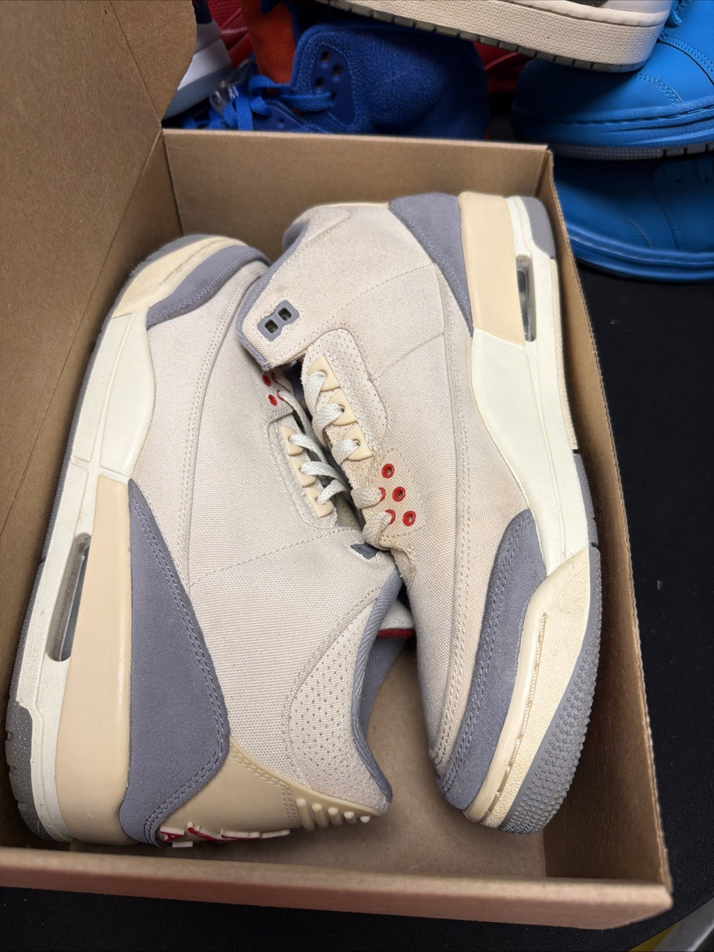 Nike Jordan 3 Retro SE Muslin Mens DH7139-100 Cream Grey Red Sneakers 10.5