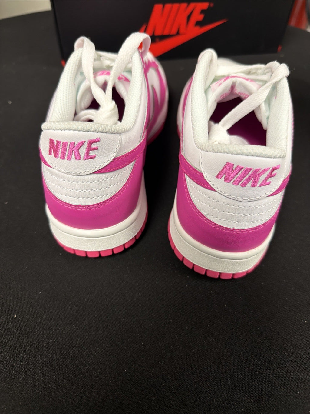 Nike Dunk Low (GS) Shoes White Pink Laser Fuchsia FB9109-102 Size 5Y, NEW