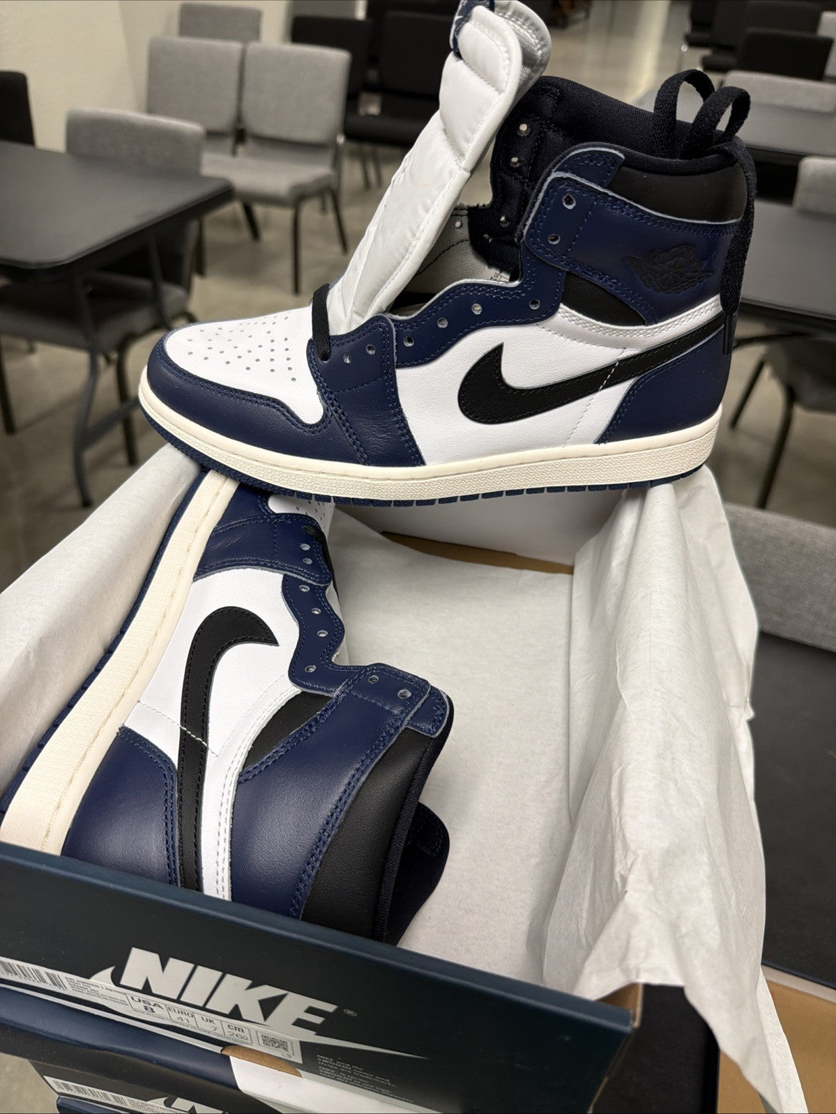 Nike Air Jordan 1 Retro High OG Midnight Navy Black White DZ5485-401 Size 8