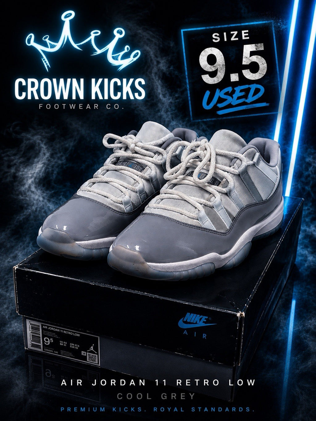Size 9.5 - Air Jordan 11 Retro Low Cement Grey