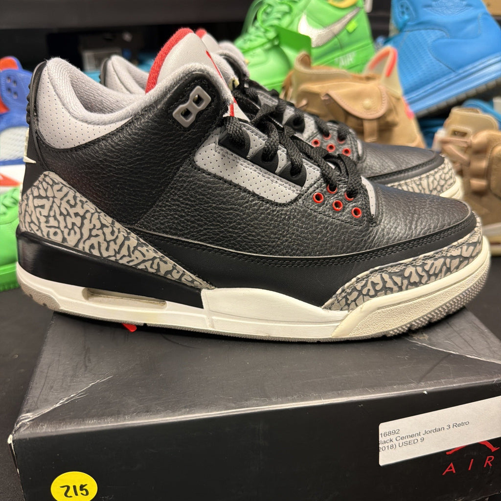 Jordan Air Jordan 3 Retro OG Black Cement 2018 Size 9 Sneaker 854262-001 (215)