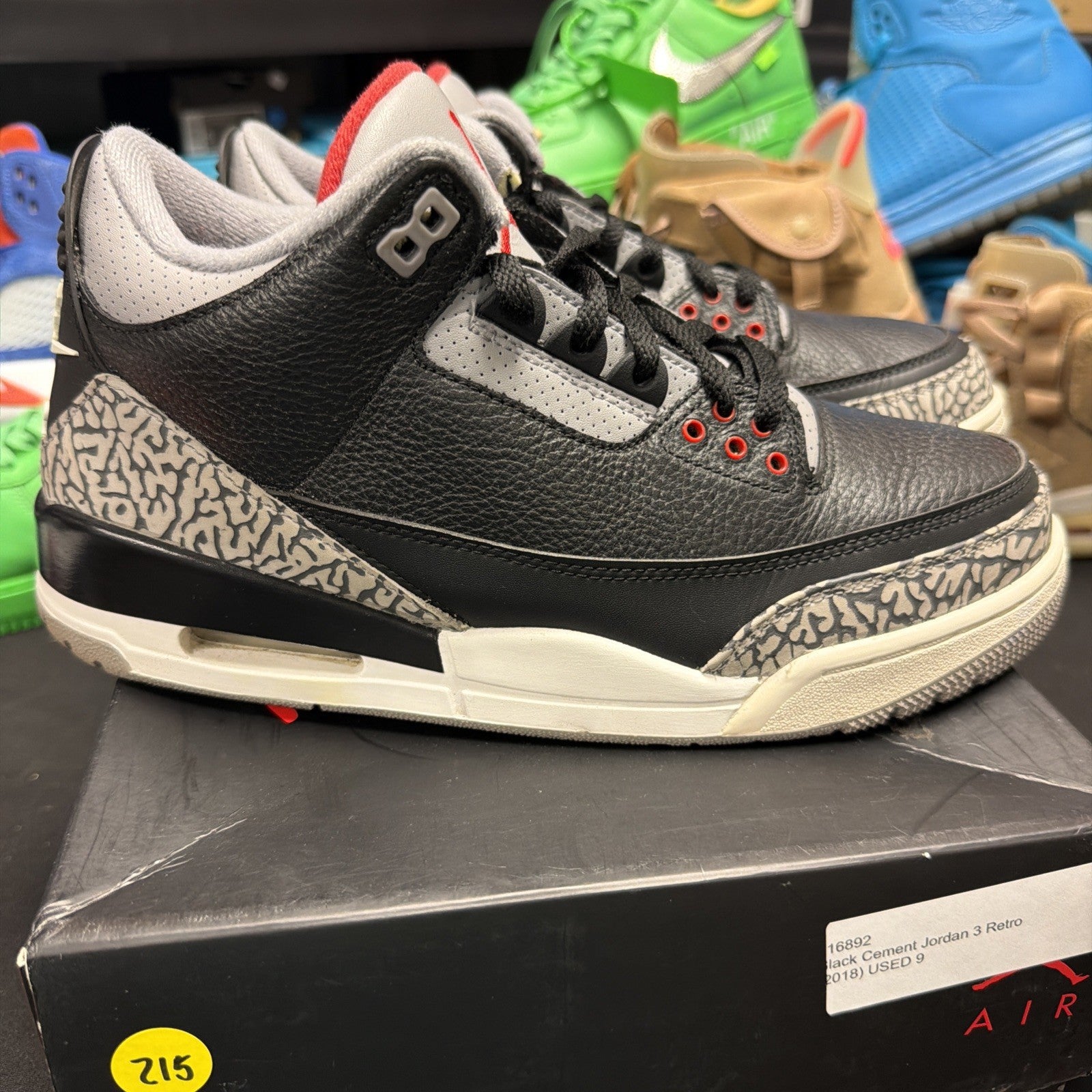 Jordan Air Jordan 3 Retro OG Black Cement 2018 Size 9 Sneaker 854262-001 (215)