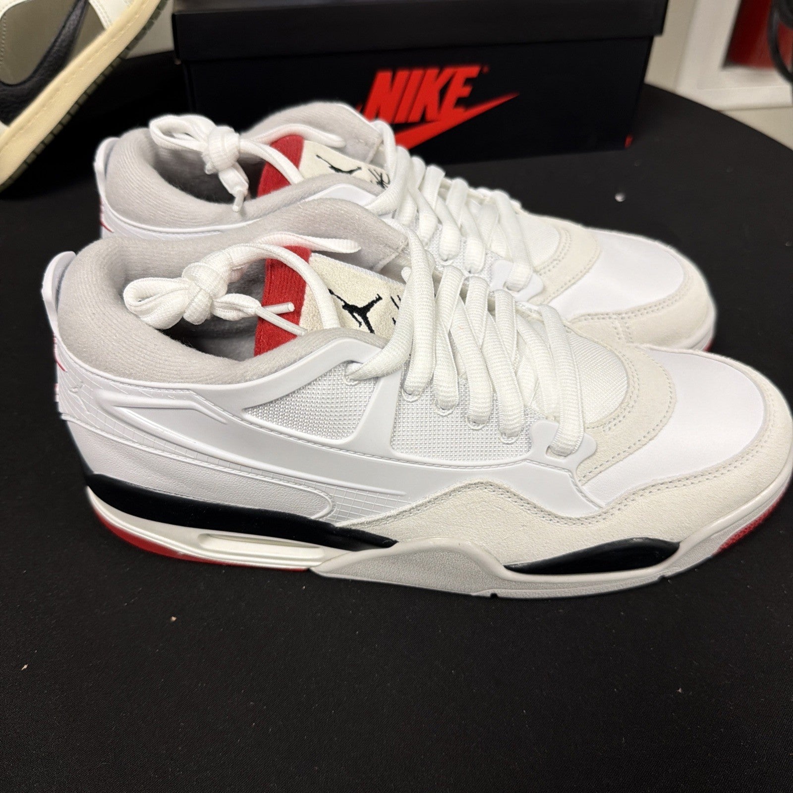 Nike Men's Air Jordan 4 RM White Fire Red Athletic Shoes Sneakers Trainers New