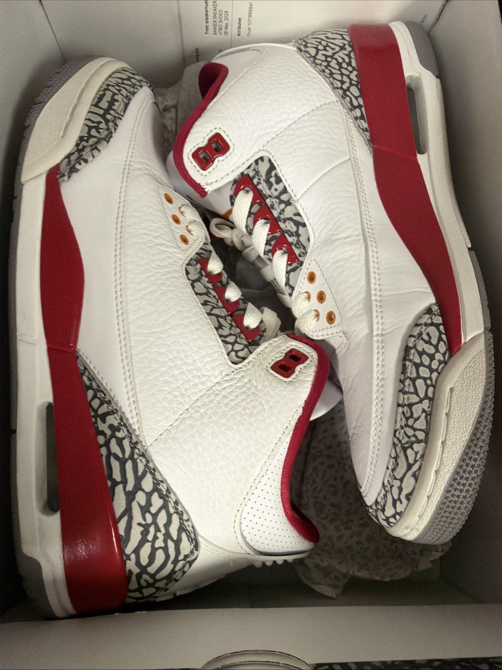 Nike Air Jordan 3 Retro Cardinal Red White Cement Grey CT8532-126 Men's Size 9.5