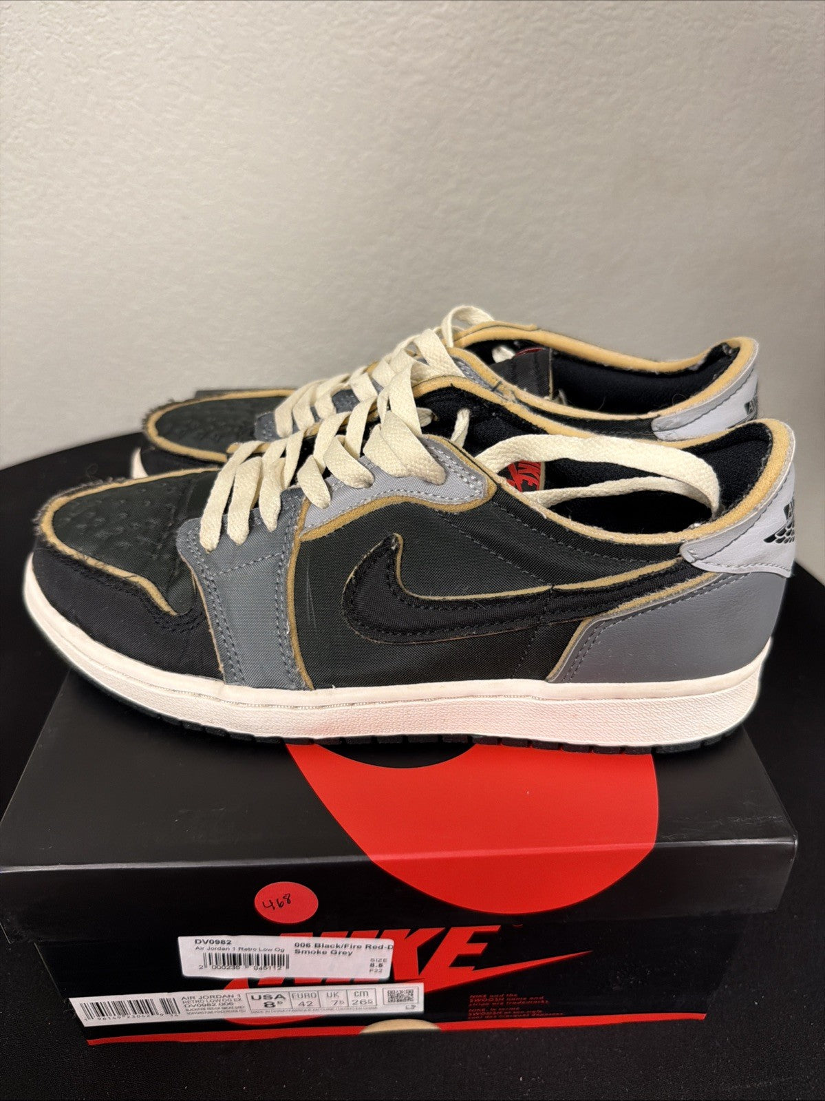 Nike Air Jordan 1 Retro Low OG EX DV0982-006 Black Smoke Grey Men's Sneaker