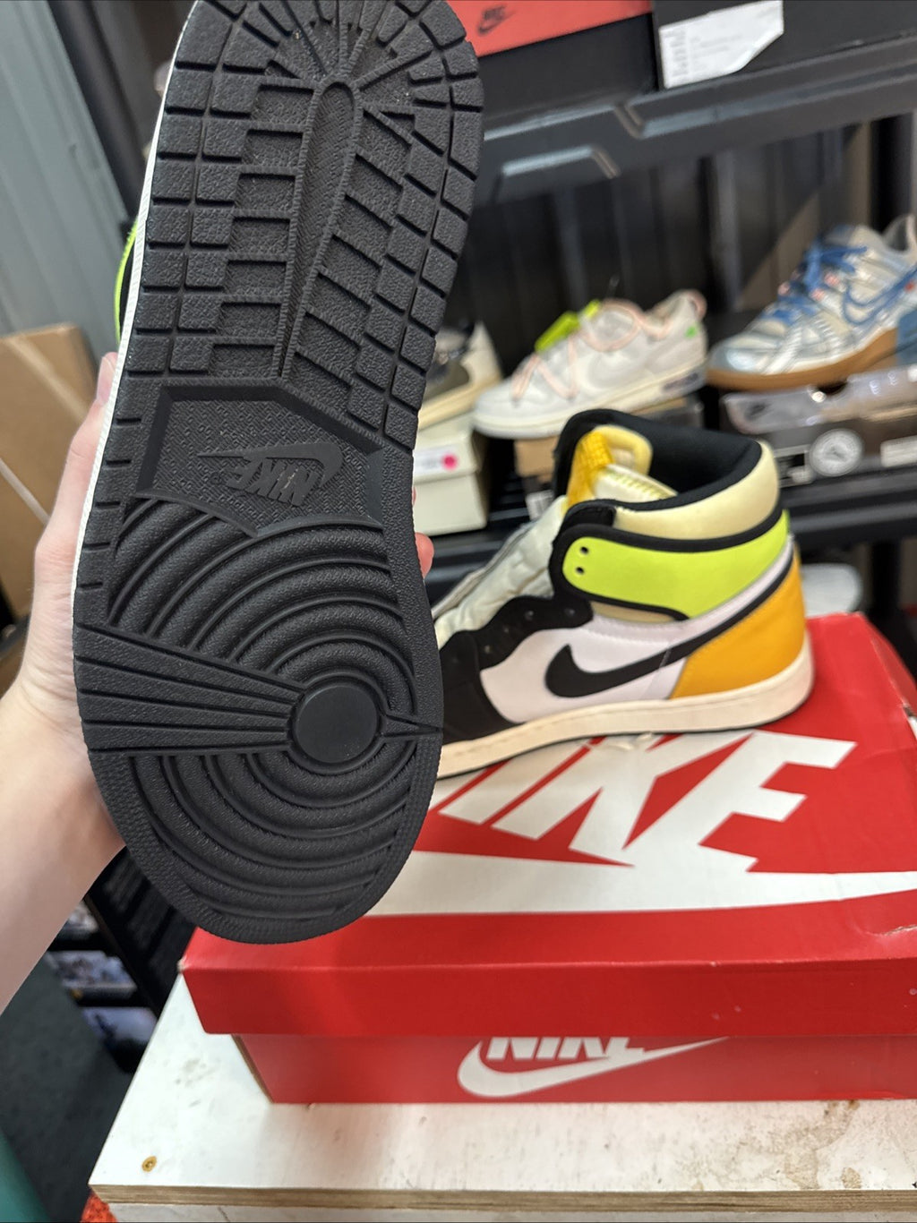 Size 10.5 - Air Jordan 1 Retro High OG Sneakers Volt Gold | Replacement Box