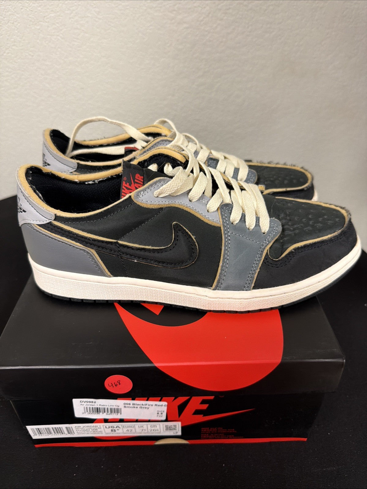 Nike Air Jordan 1 Retro Low OG EX DV0982-006 Black Smoke Grey Men's Sneaker