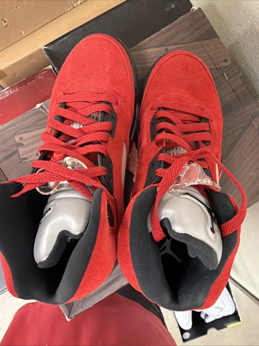 Air Jordan 5 Retro Red Suede Sneakers Size 8.5 DD0587-600