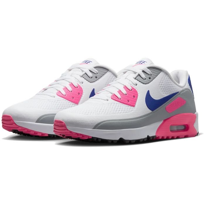nike air max 90 g golf shoes hv9305 101 white concord laser pink pair front